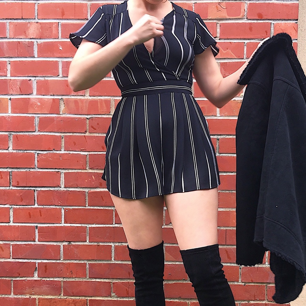 Striped Flowy Romper/jumper